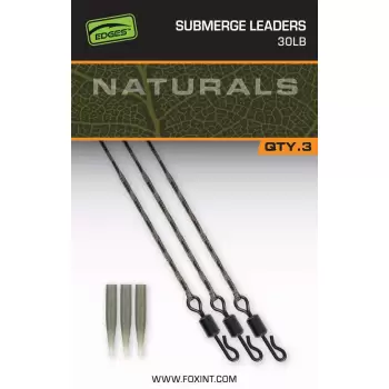 FOX Naturals Submerged Leaders 30lb x 3